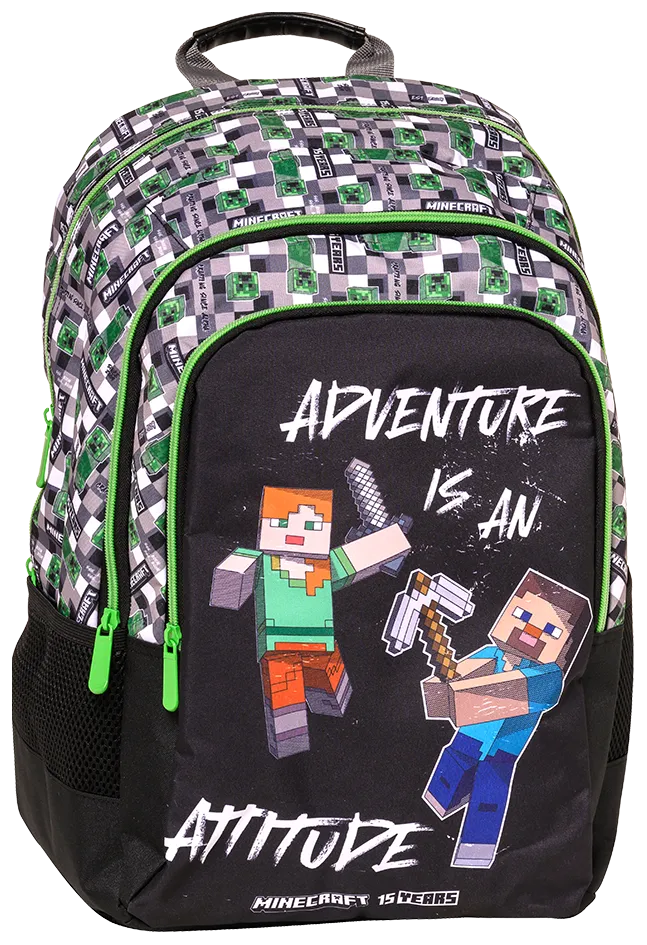SAC A DOS GRAF248211 MINECRAFT GREY + TROUSSE - MINECRAFT GREY